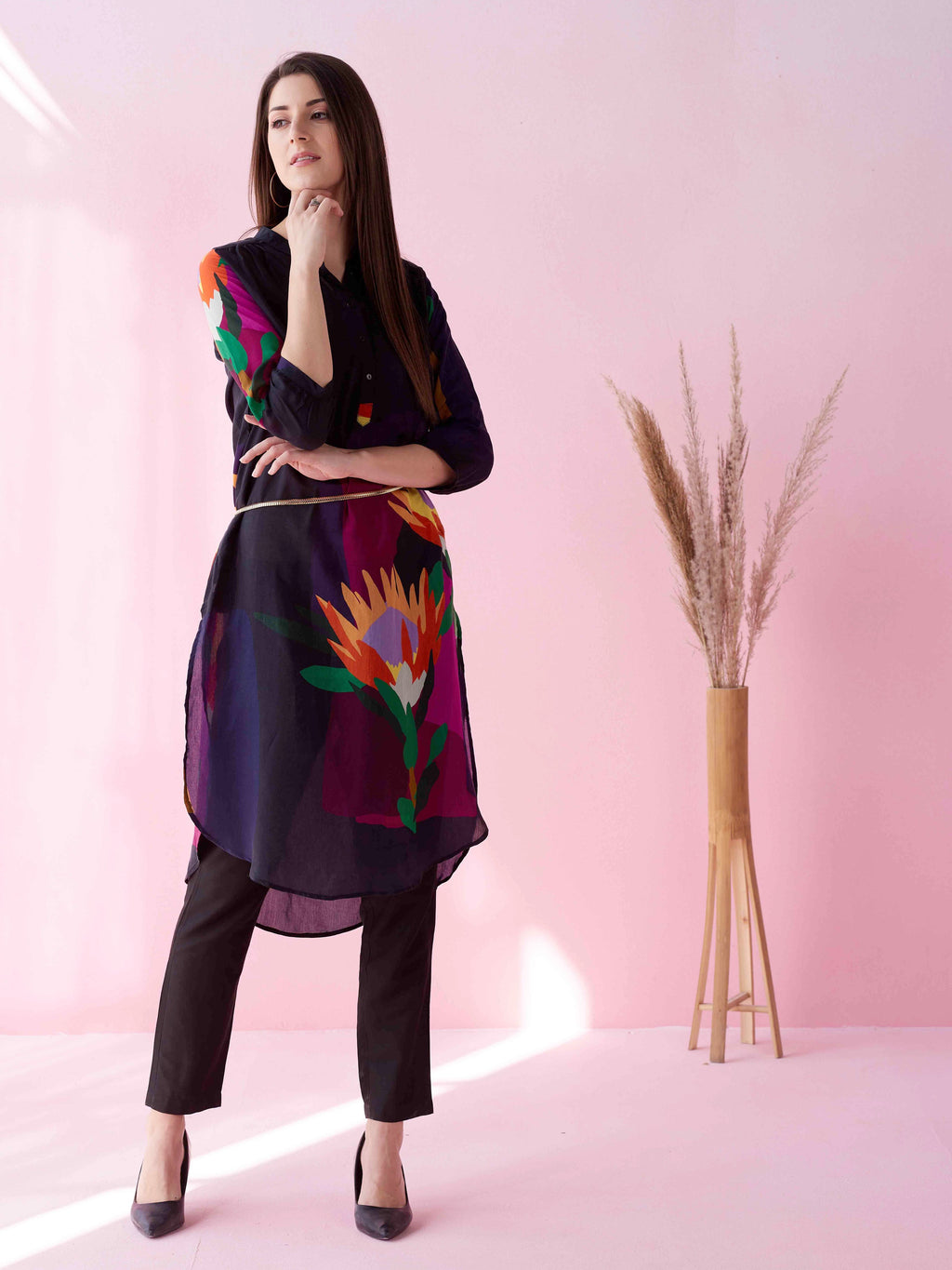 BLACK PARADISE GATHERED TUNIC