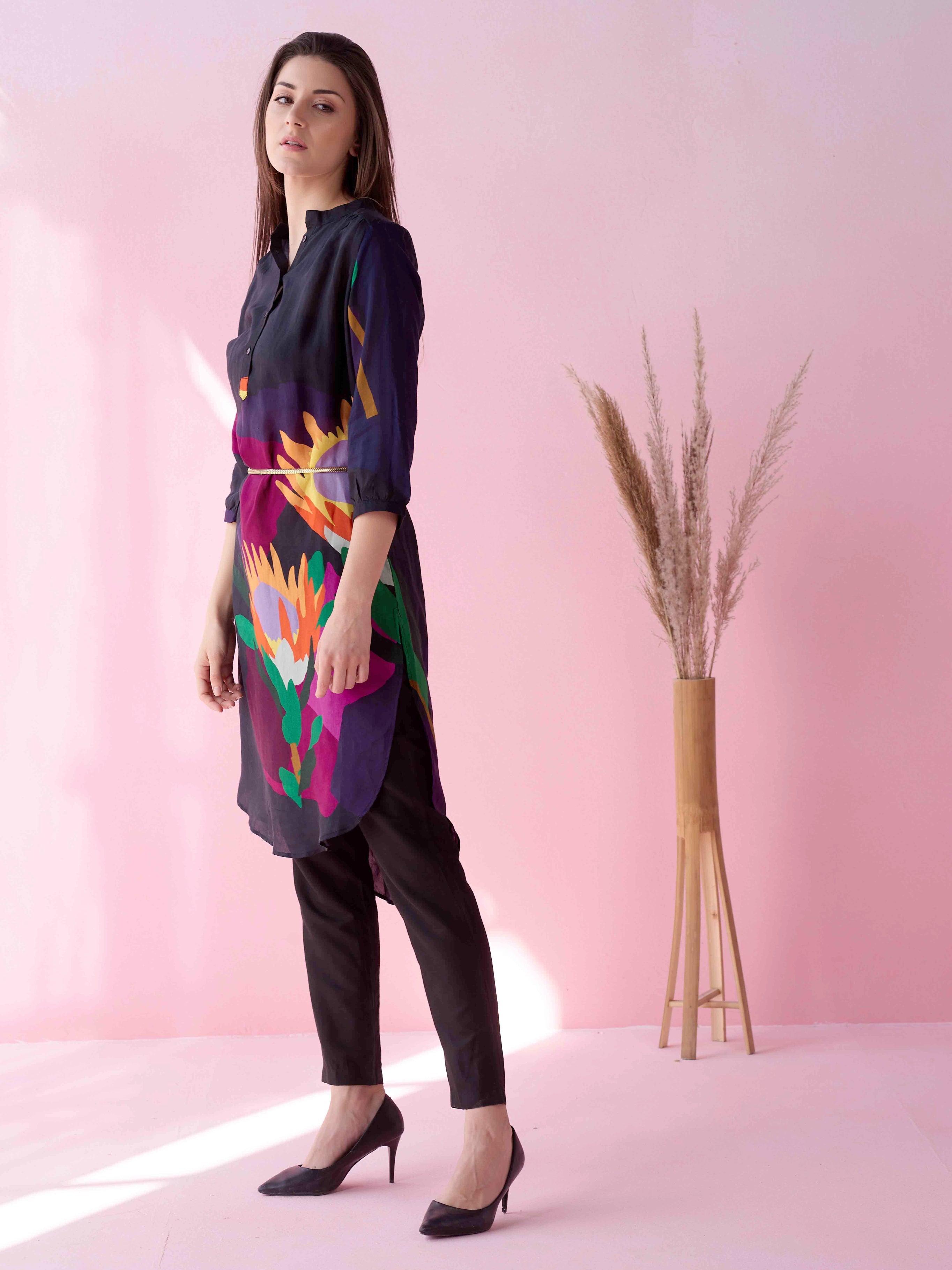 BLACK PARADISE GATHERED TUNIC