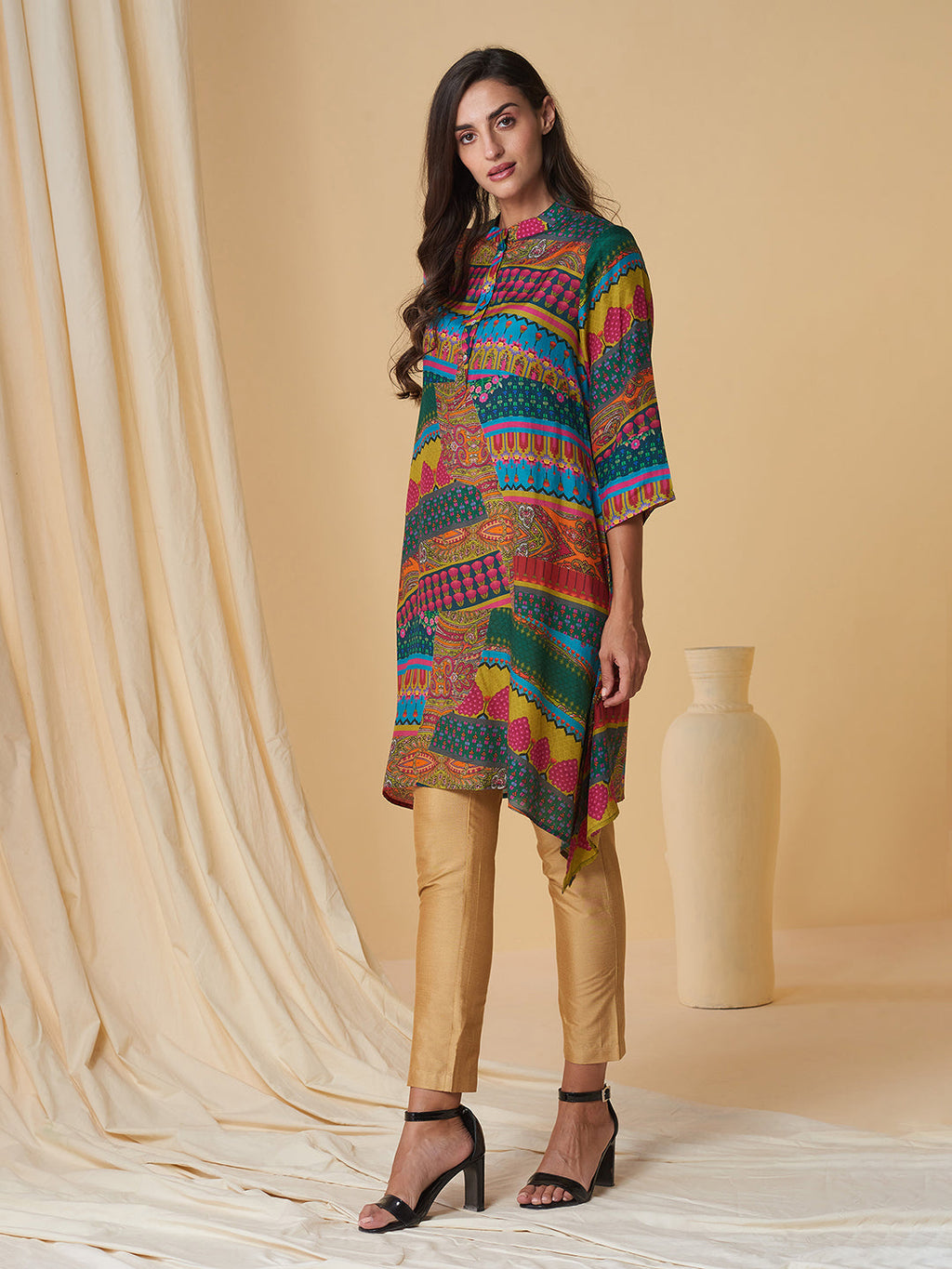 PRINT INDIAN ACCENT A LINE TUNIC