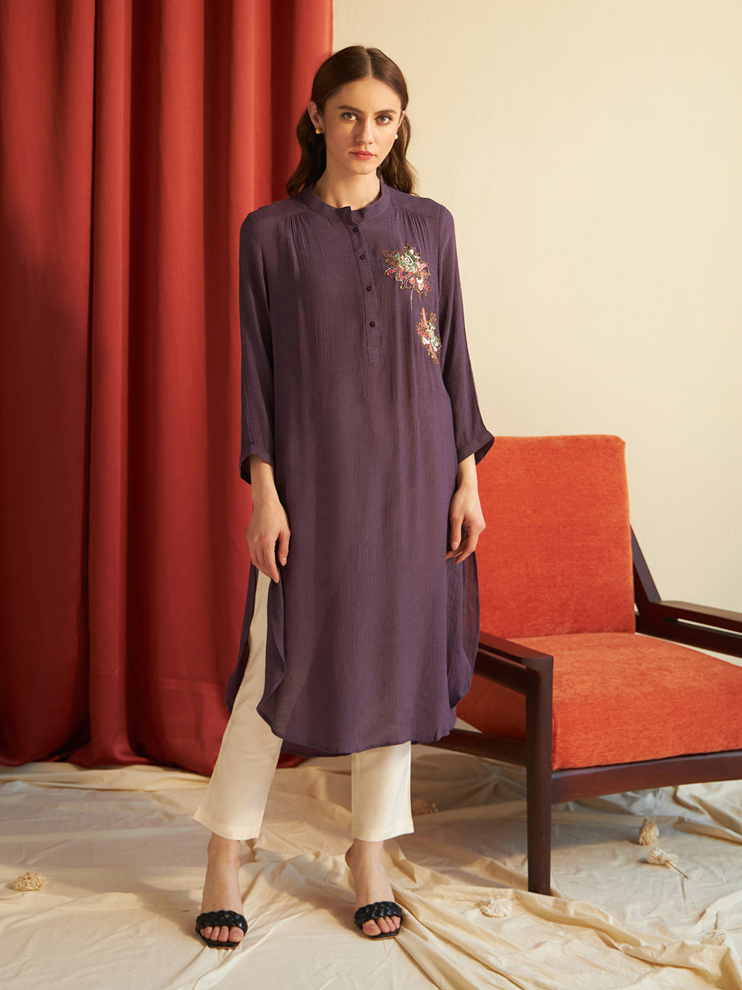 PURPLE MAPLE GATHERED TUNIC