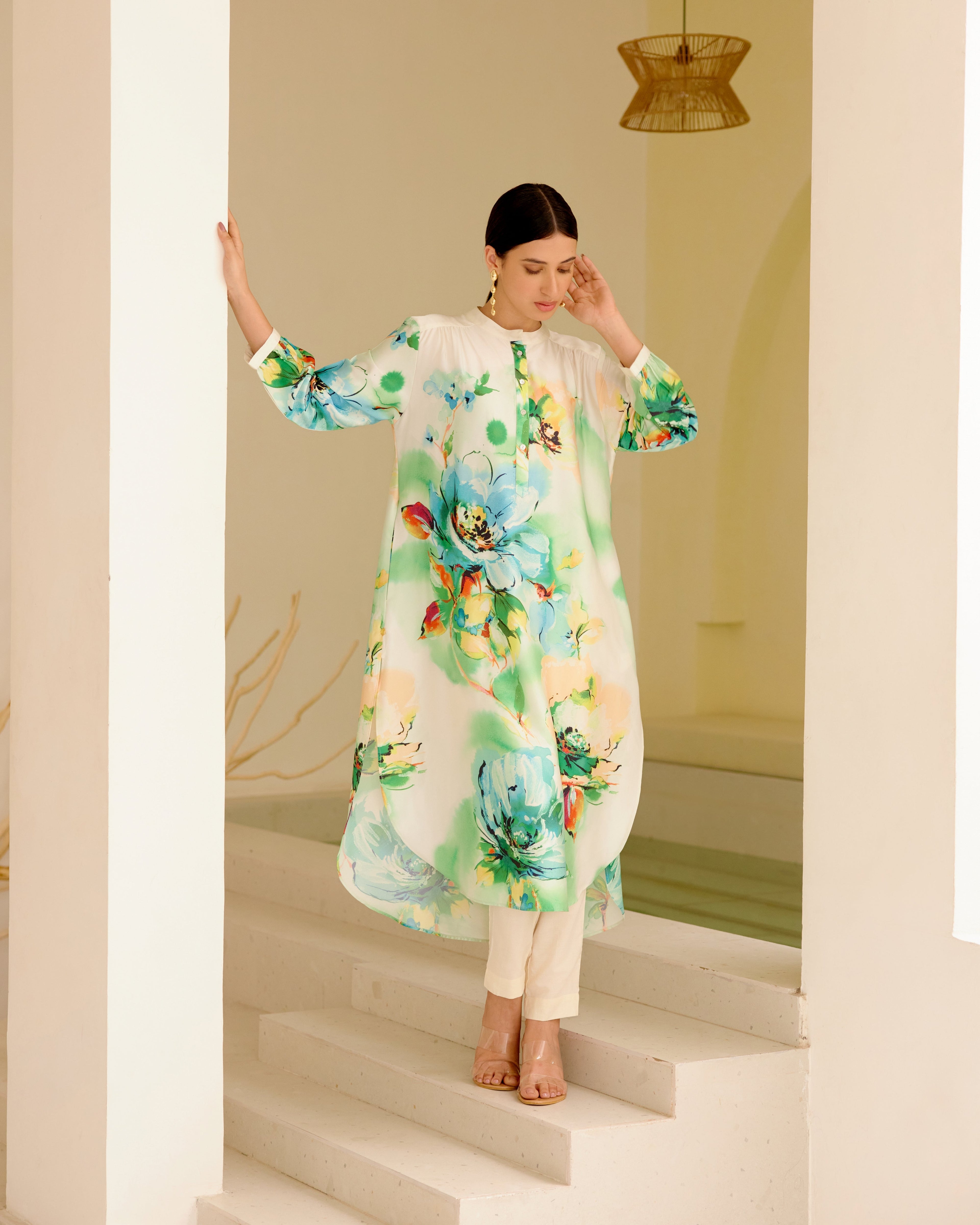 MINT WIND GATHERED TUNIC