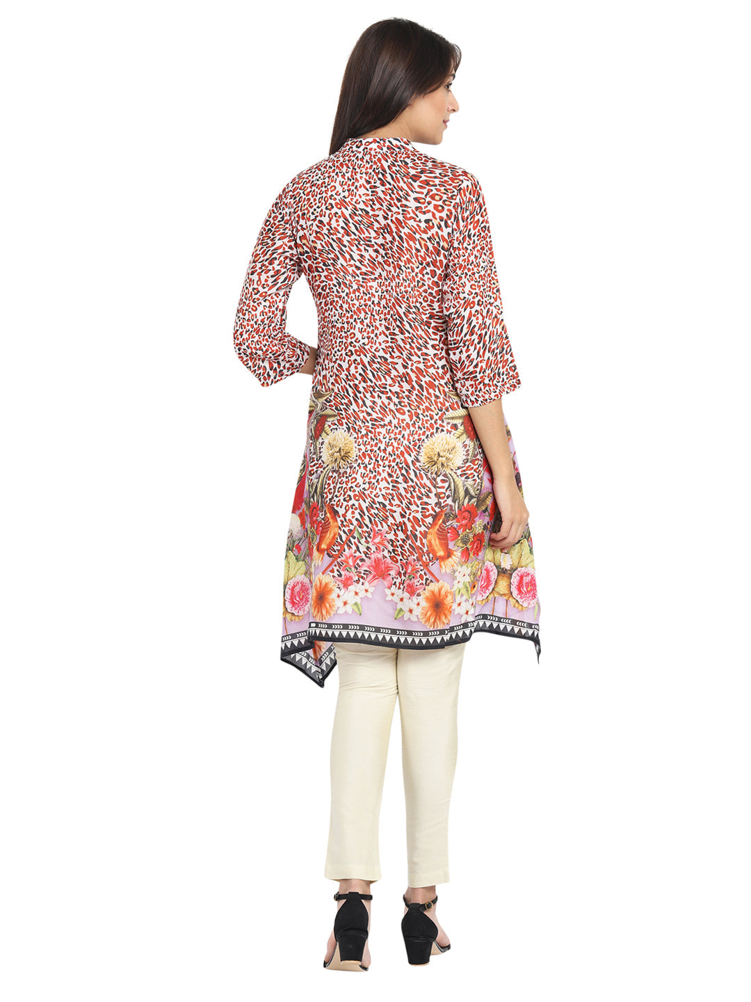 RED ANIMAL FLORAL KAFTAN
