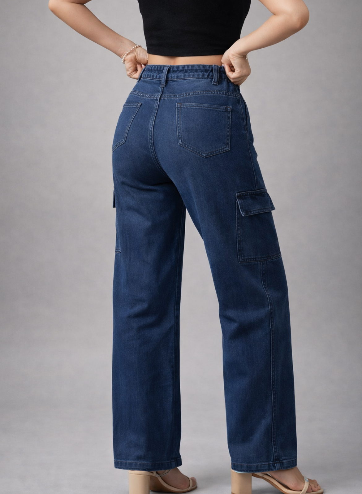 Women's Navy Blue Essential Cargo Jeans