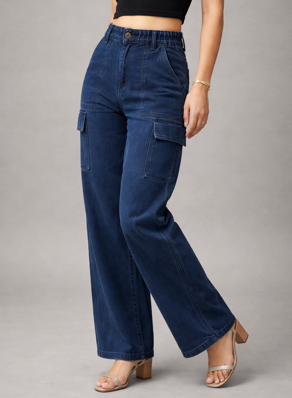 Women's Navy Blue Essential Cargo Jeans