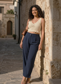 Navy Easy Cotton-Linen Pants