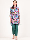 BLACK FLORAL STR LINE TUNIC