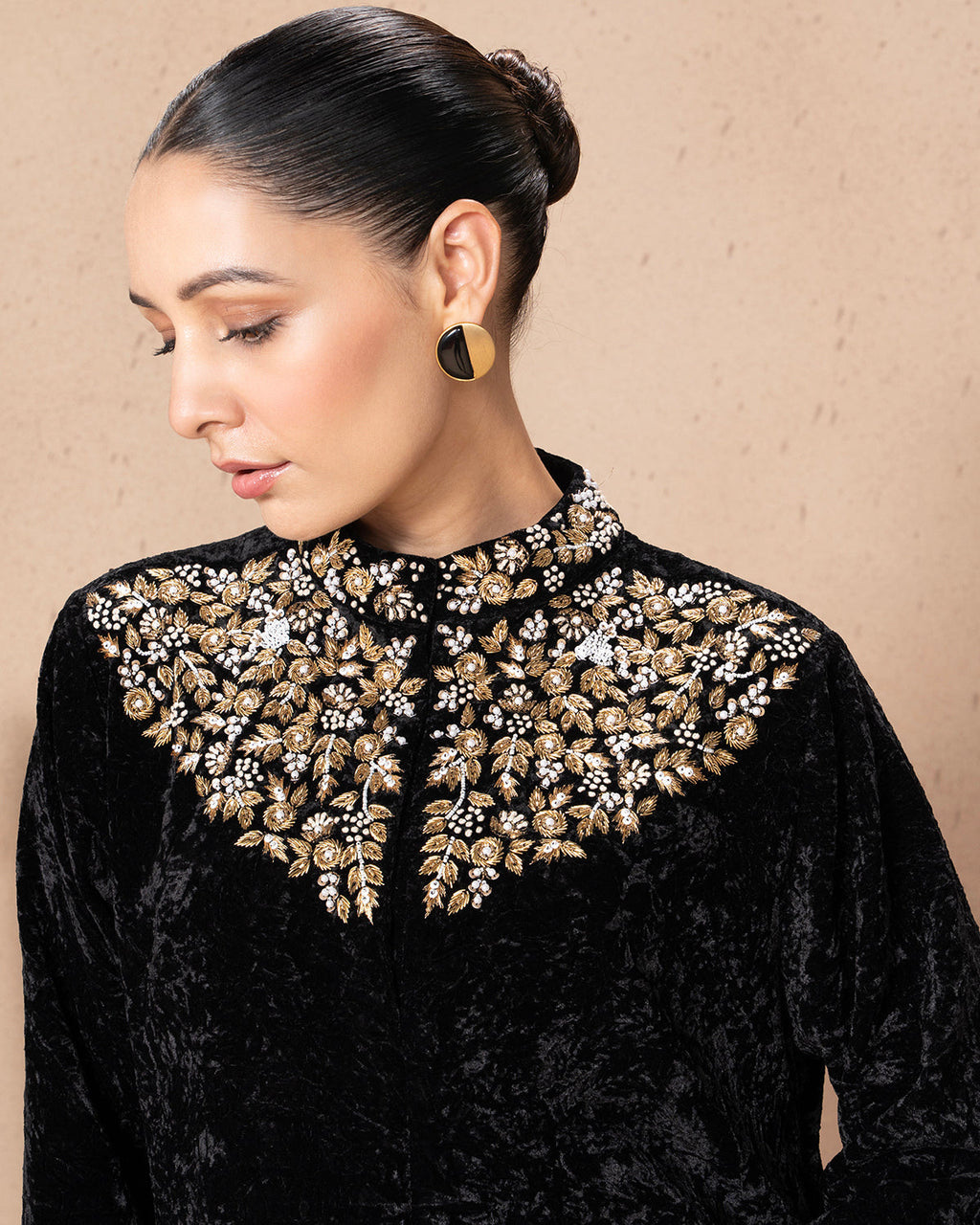 BLACK VELVET NAVYA BEADED TUNIC
