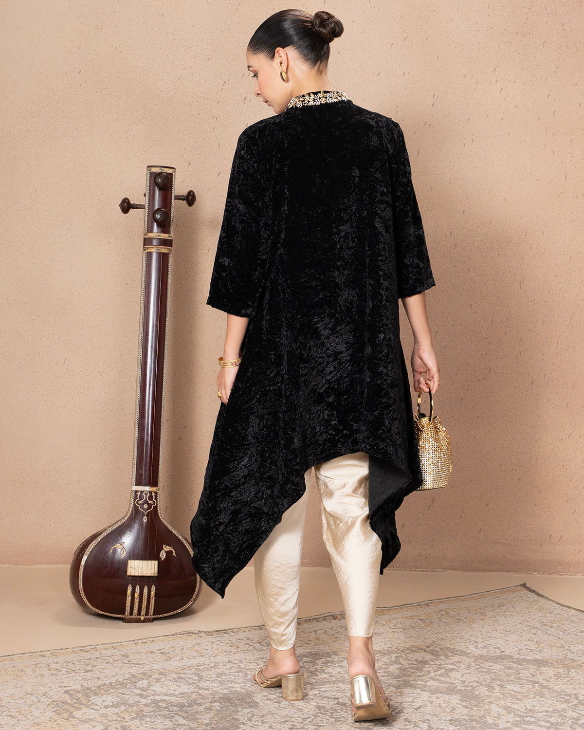 BLACK VELVET NAVYA BEADED TUNIC