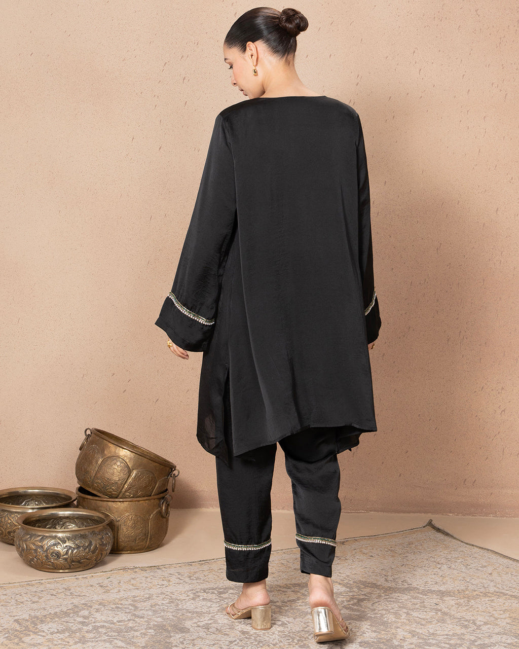 BLACK SATIN RADICAL TUNIC