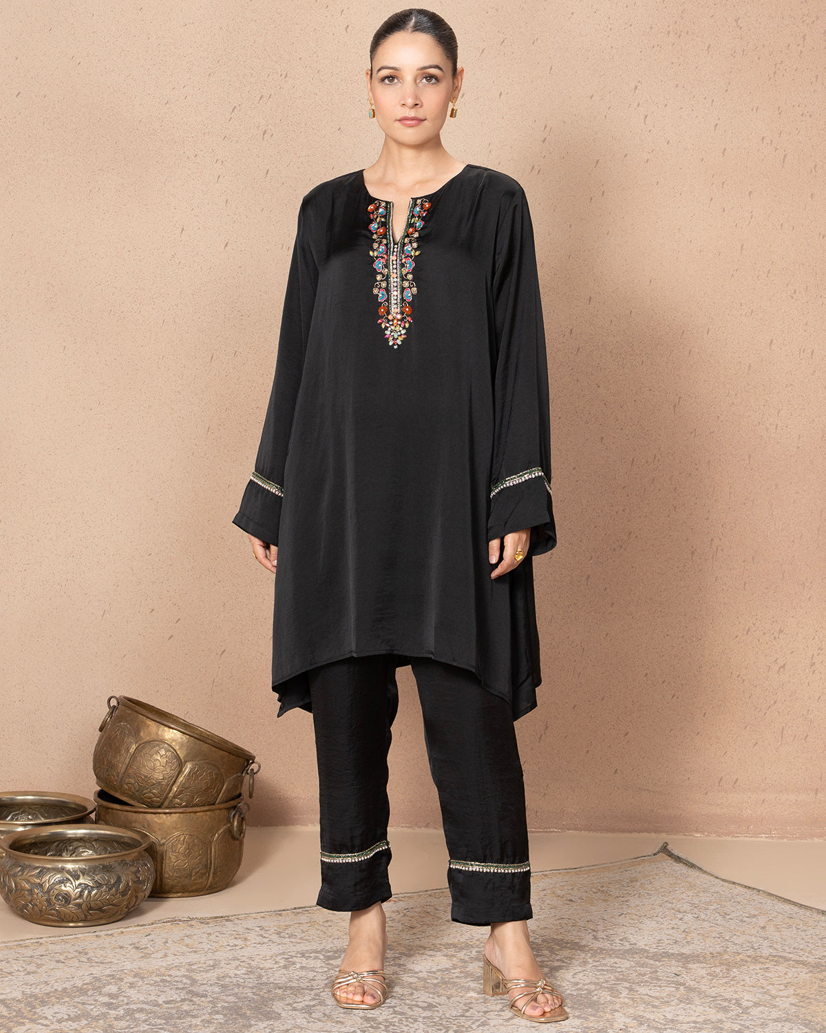 BLACK SATIN RADICAL TUNIC