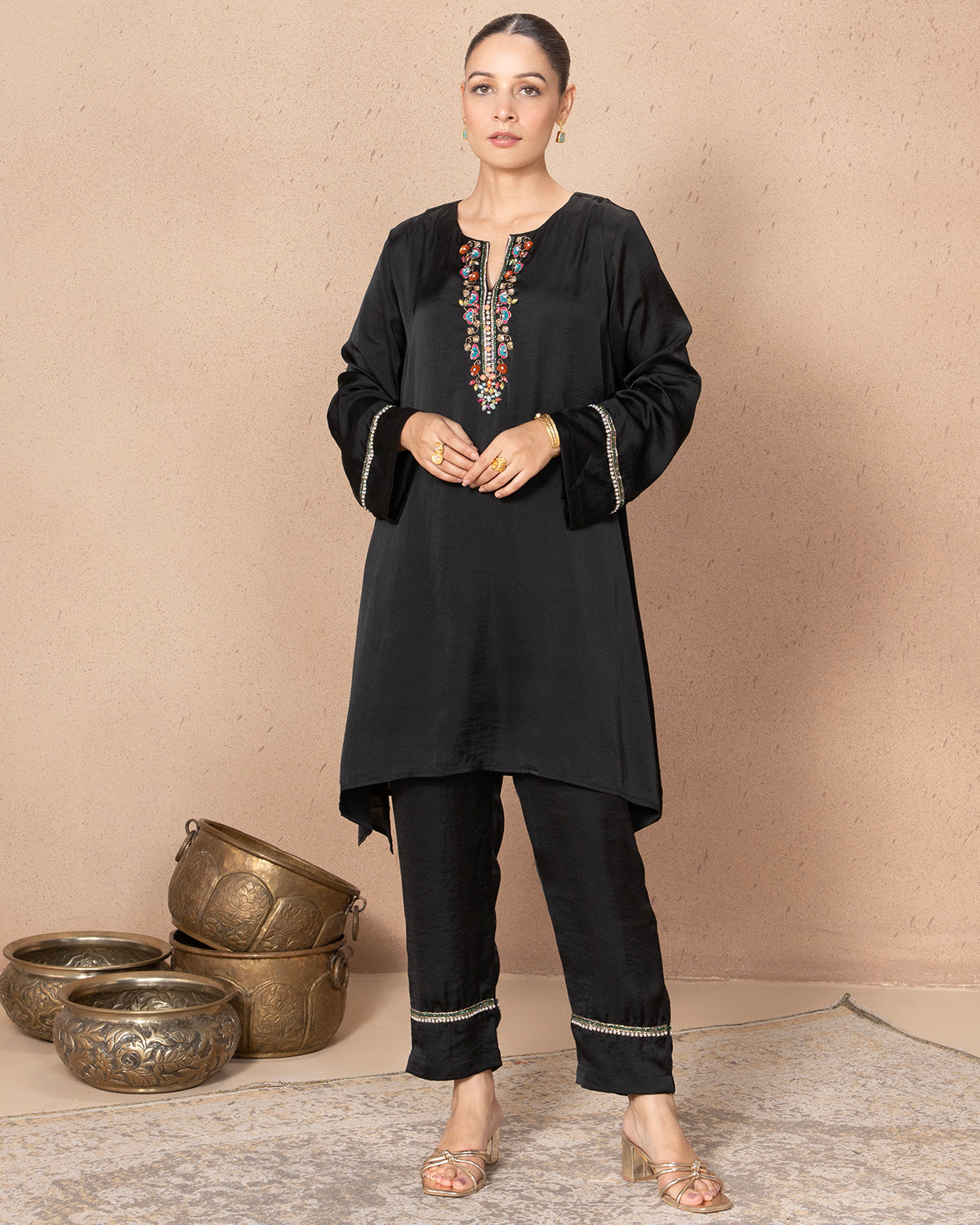 BLACK SATIN RADICAL TUNIC