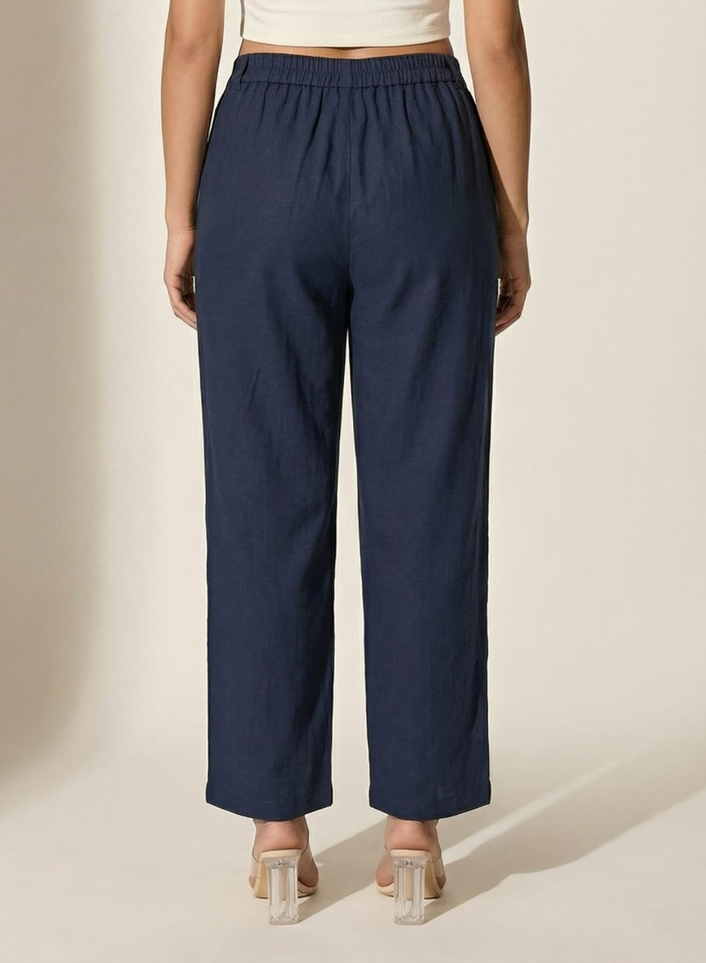 Navy Easy Cotton-Linen Pants