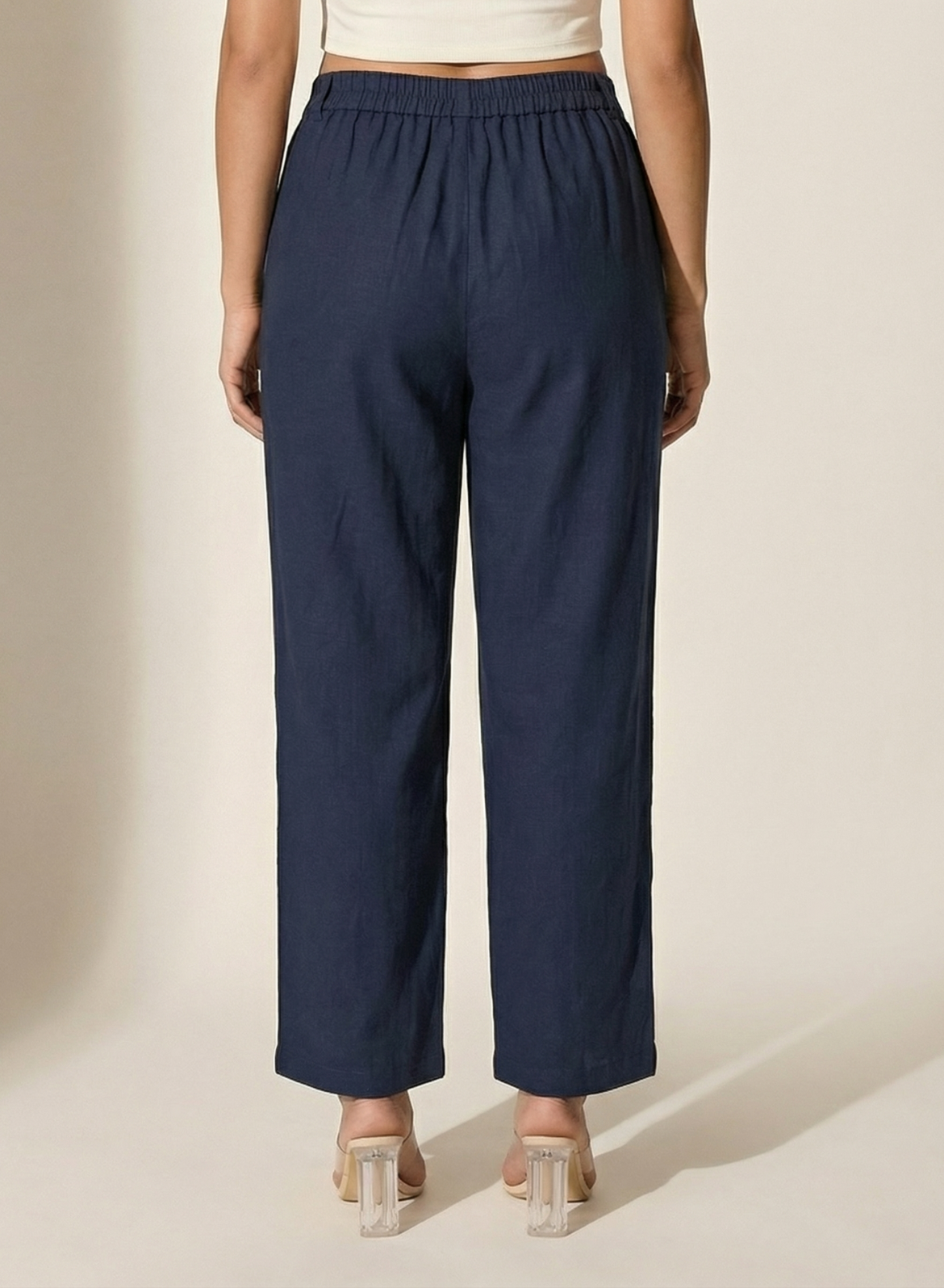 Navy Easy Cotton-Linen Pants