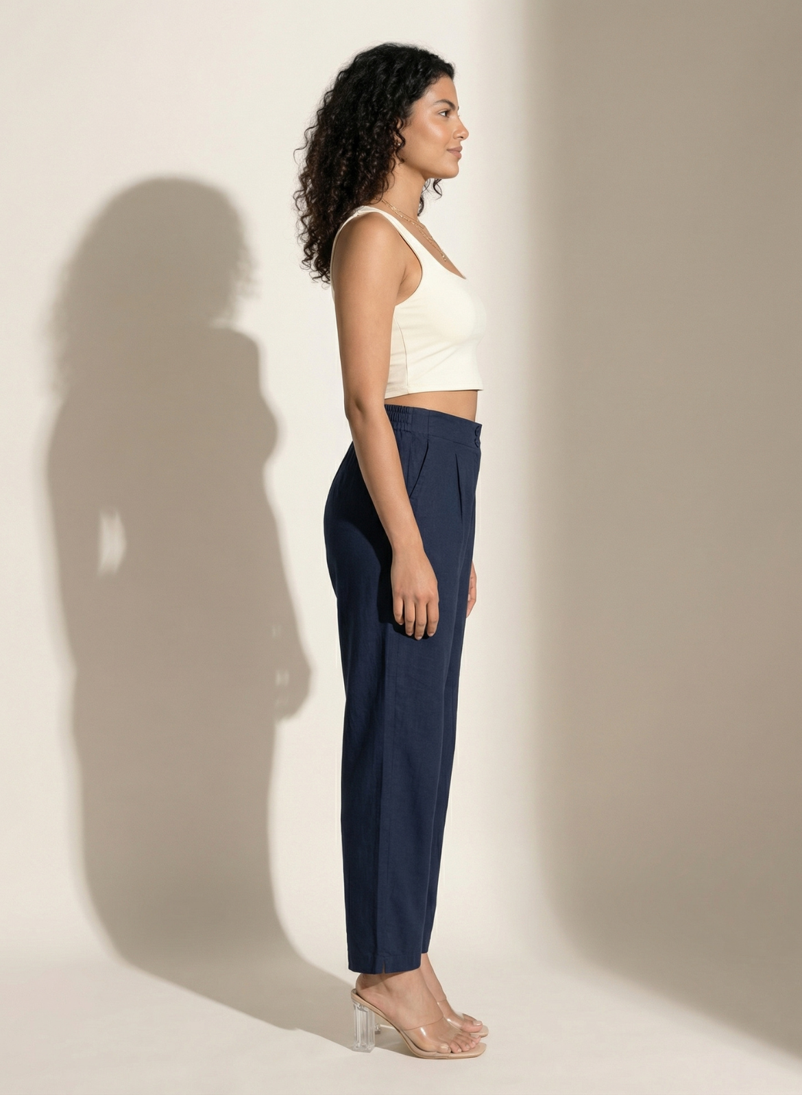 Navy Easy Cotton-Linen Pants