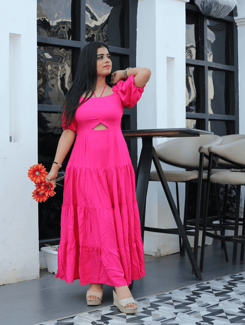 Blushing Petal Dress(with cut-out)
