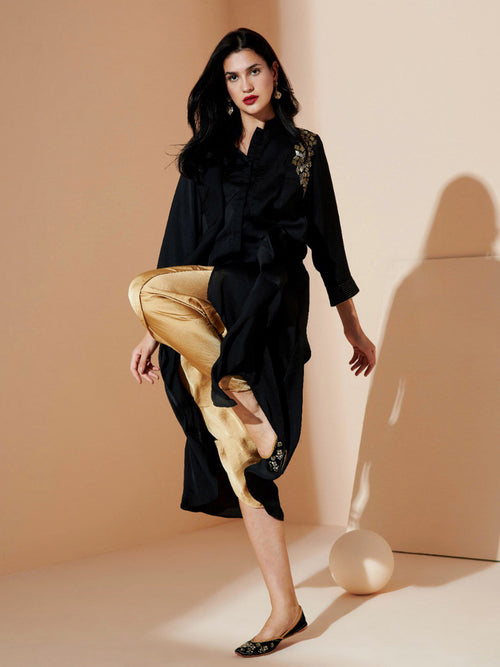 BLACK TRAPEZIO TUNIC
