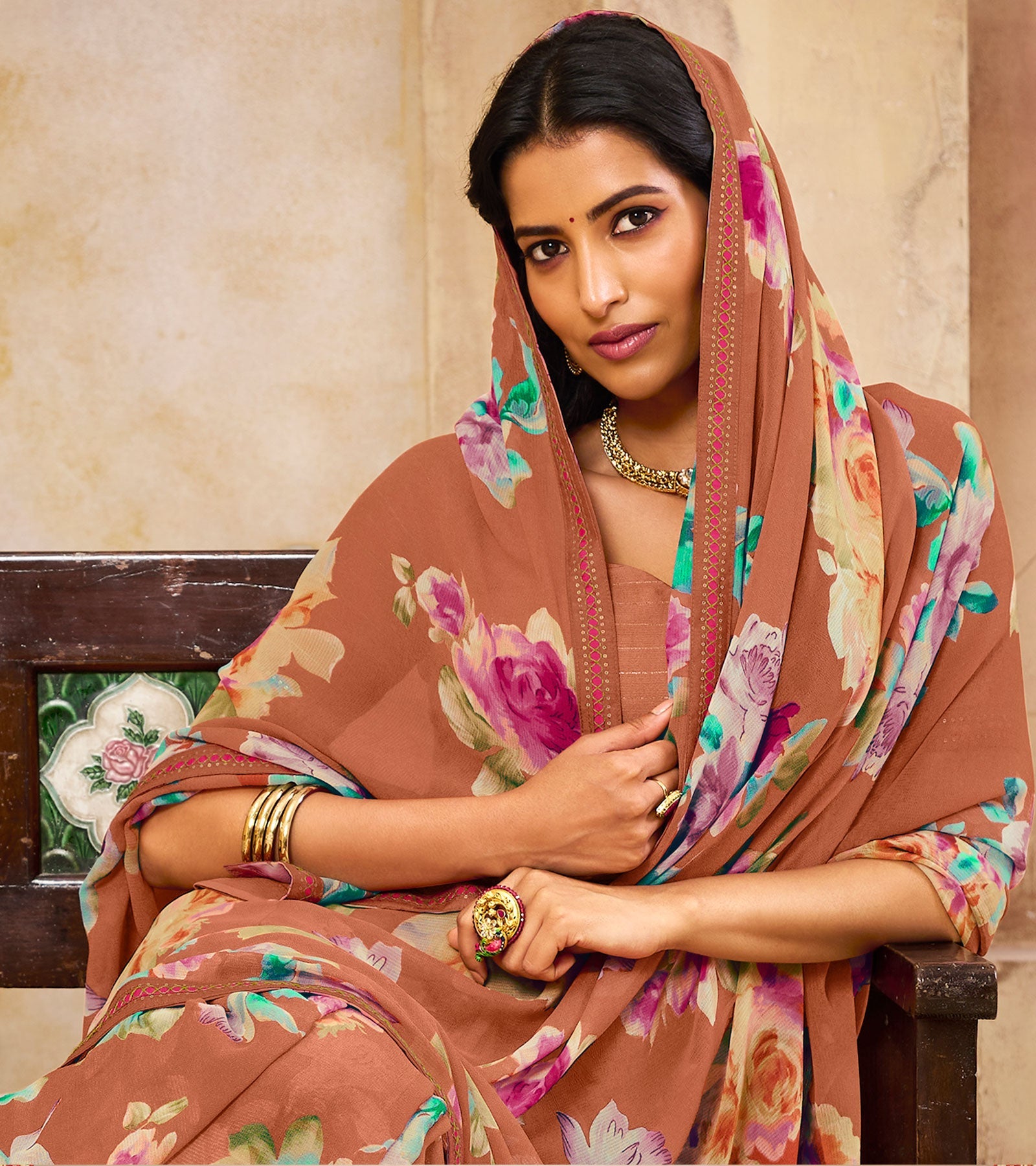Laxmipati Georgette Multicolor Floral Saree
