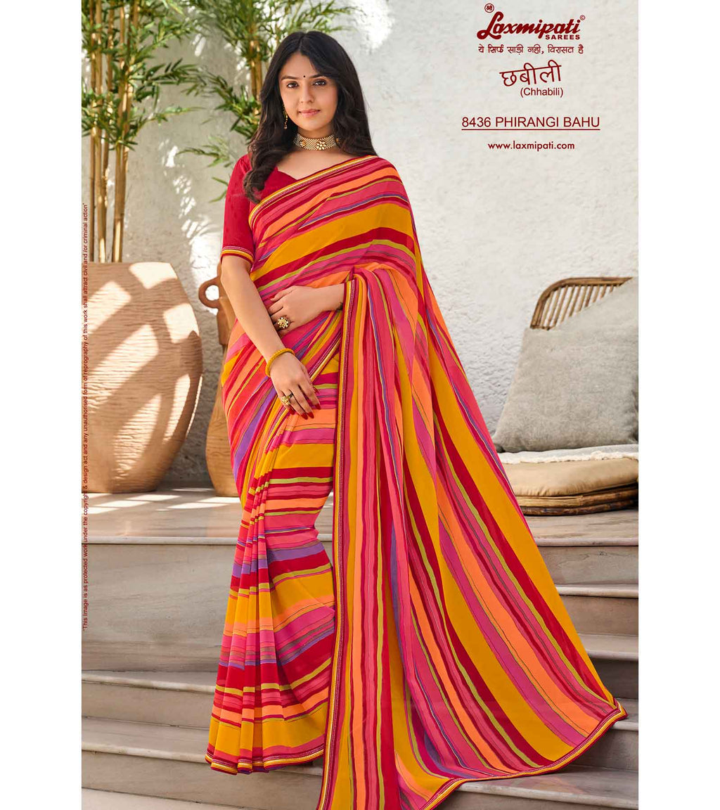 Laxmipati Chhabili 8436 Georgette Multicolor Saree