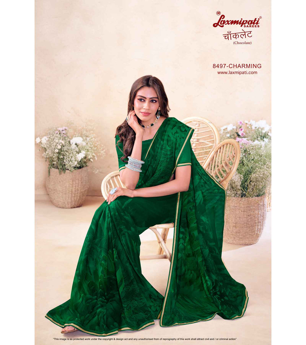 Laxmipati Chocolate 8497 C/C Georgette Bottle Green Saree