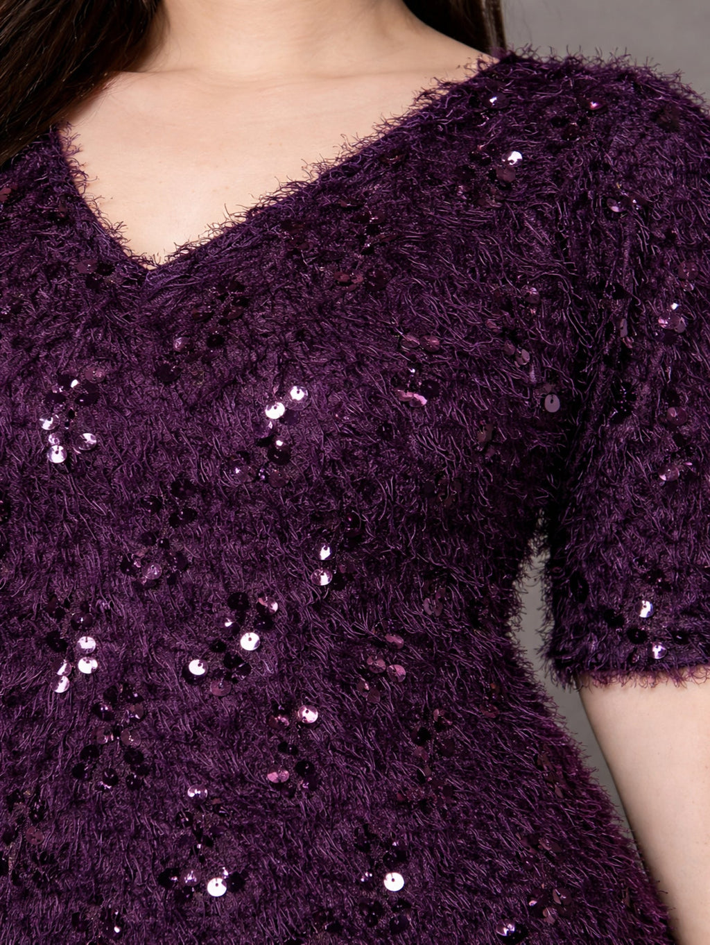 Wine Sheen A-Line Party Dress