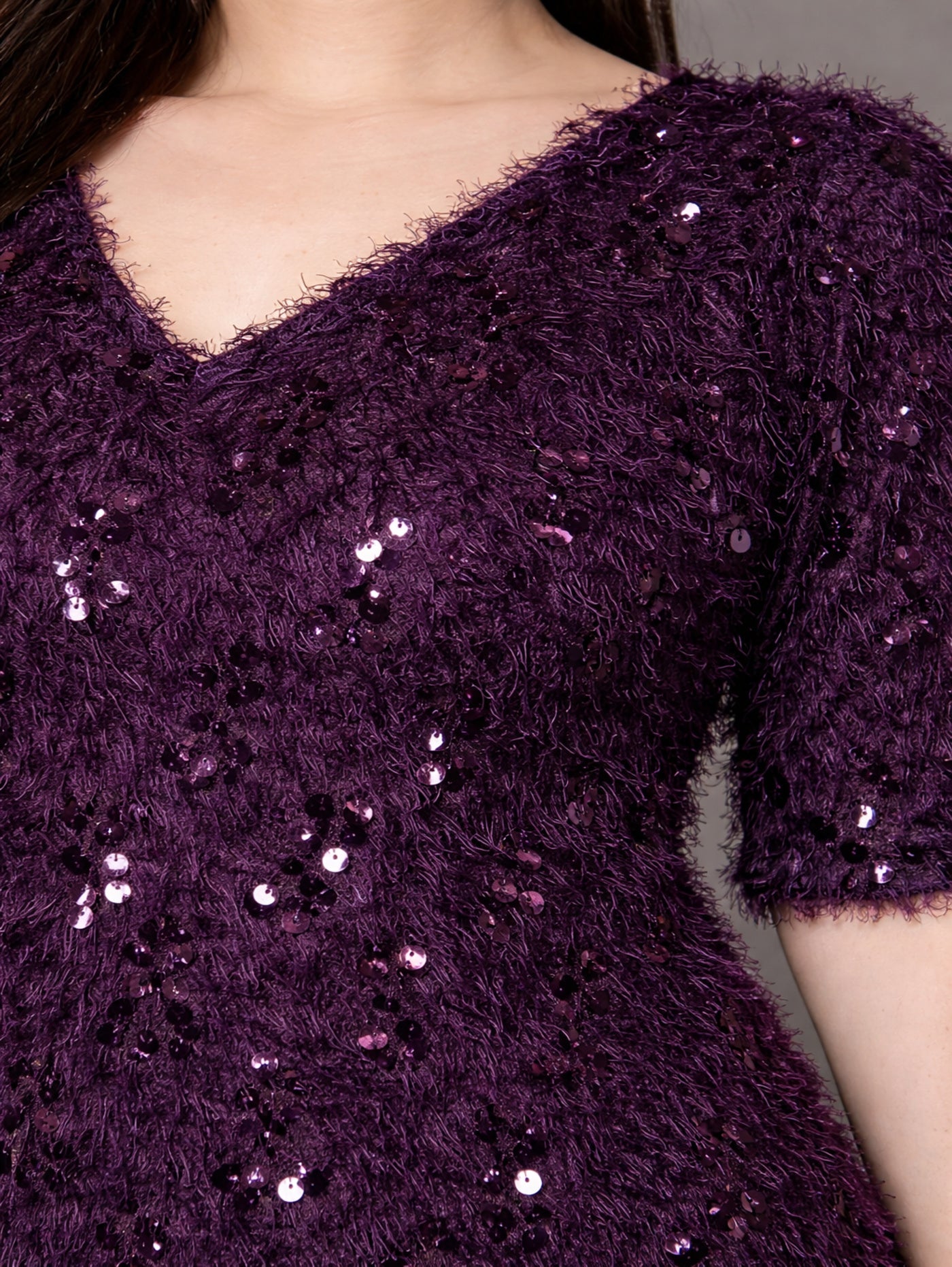 Wine Sheen A-Line Party Dress
