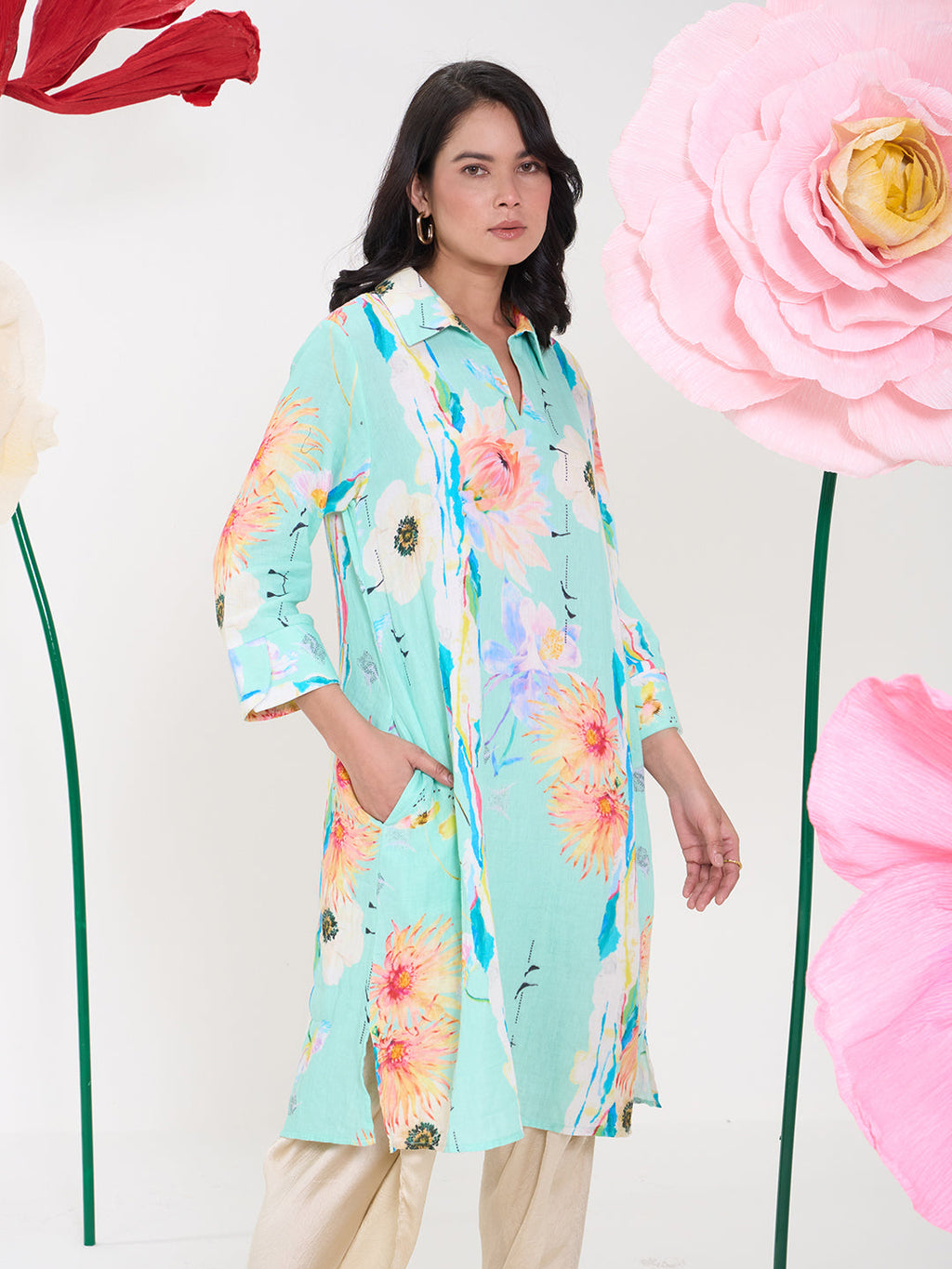TURQUOISE FOLIAGE AARIA TUNIC