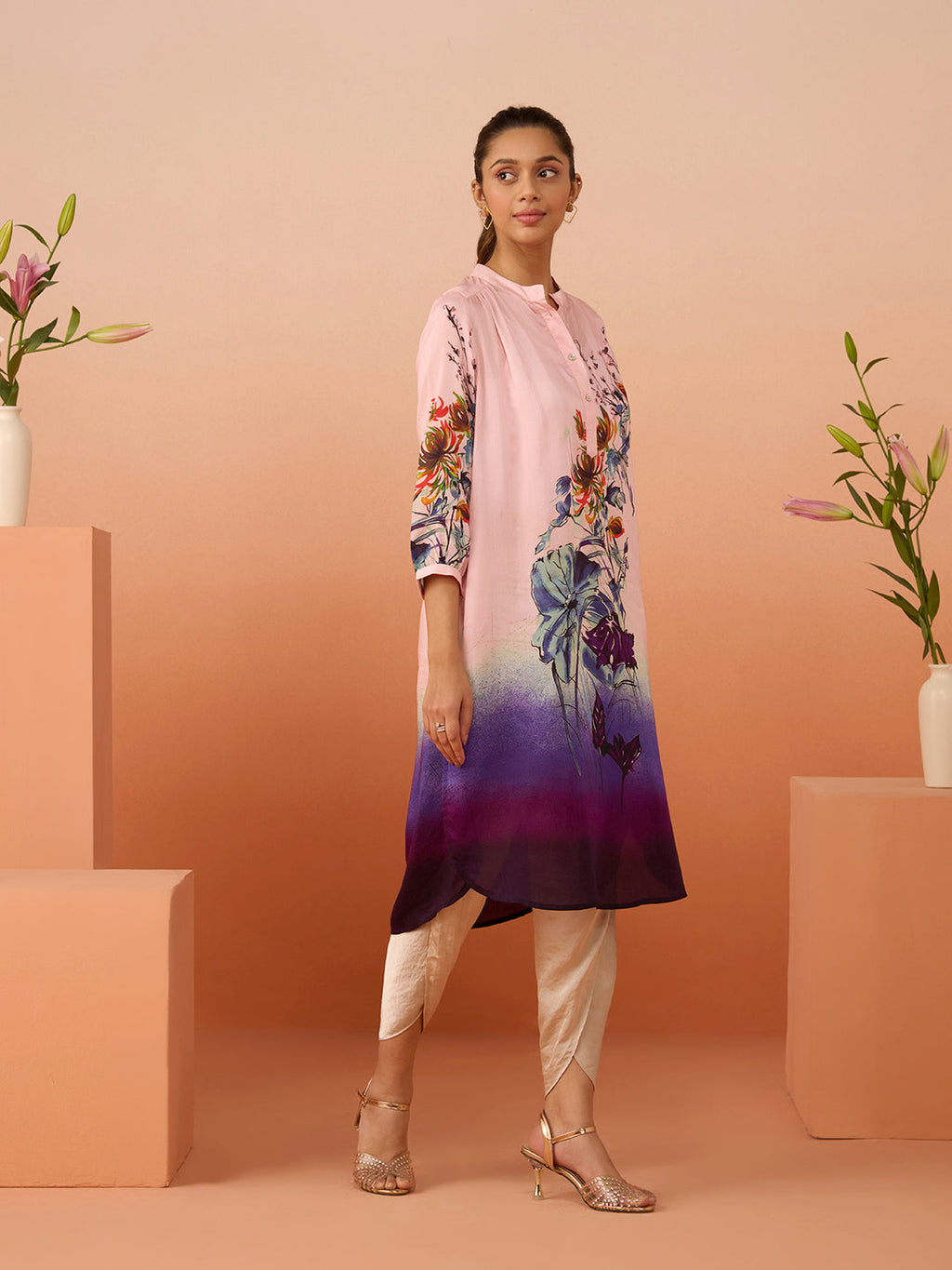 PINK MARINA GATHER TUNIC
