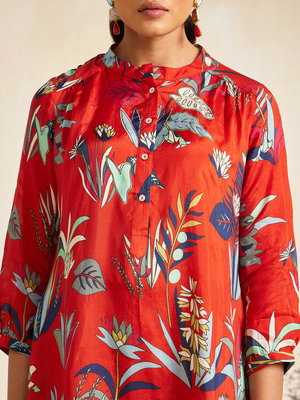 RUST FOUNTAIN GATHERED TUNIC