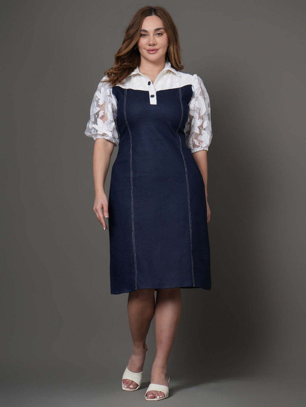 Ivory Shirt Denim Dress