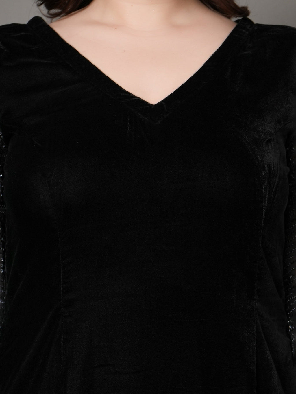 Black Velvet Cape Sleeve Party Dress