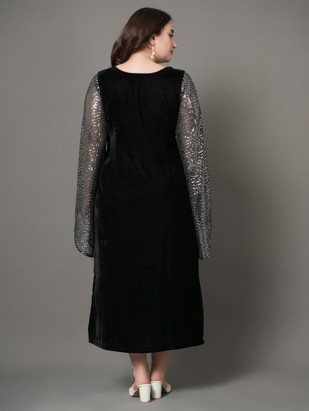 Black Velvet Cape Sleeve Party Dress