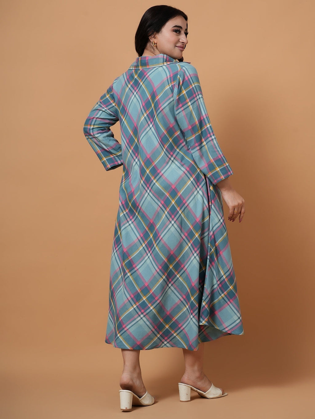 Berry & Teal Check Dress