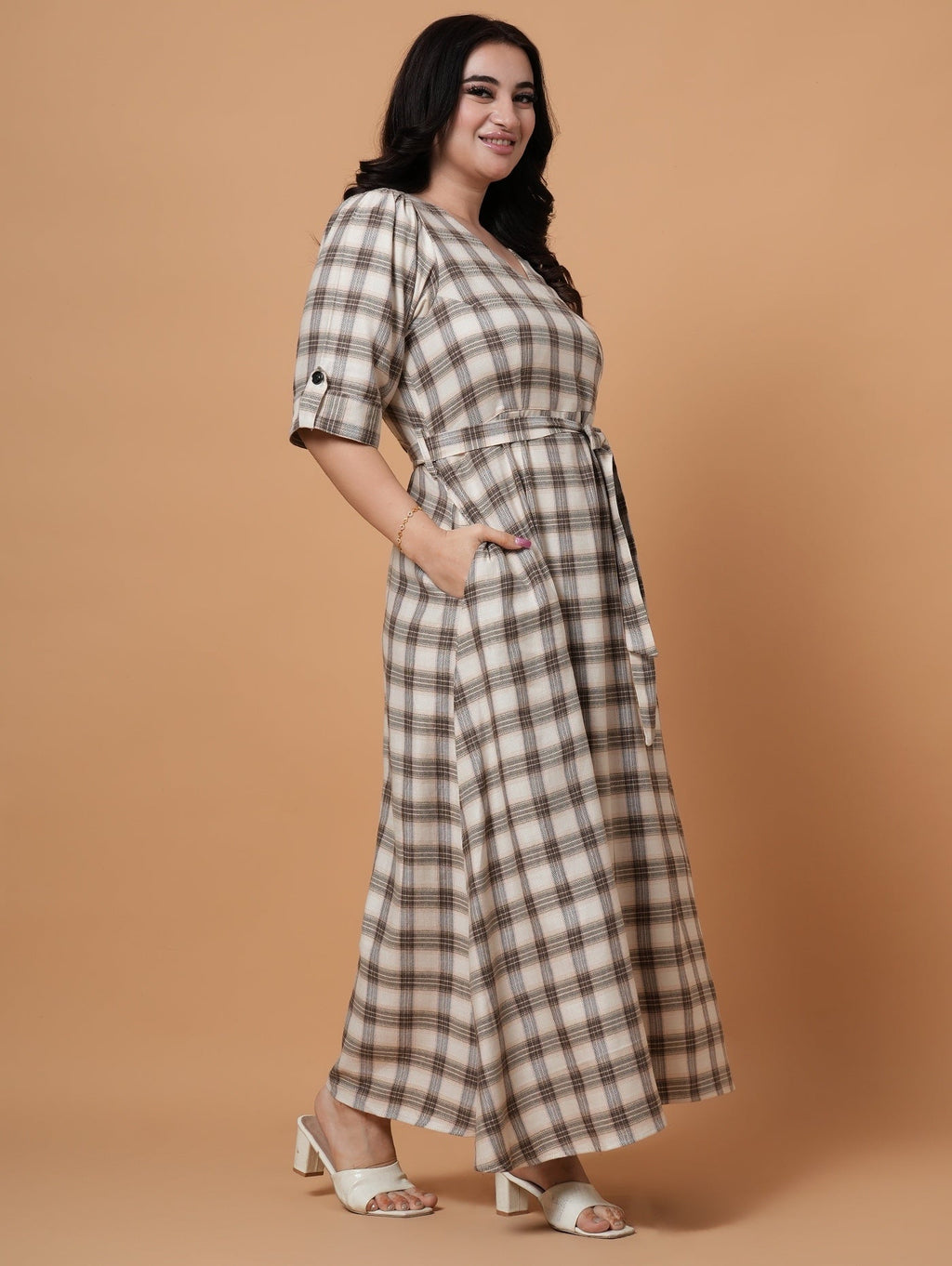 Bloom Check A-Line Dress