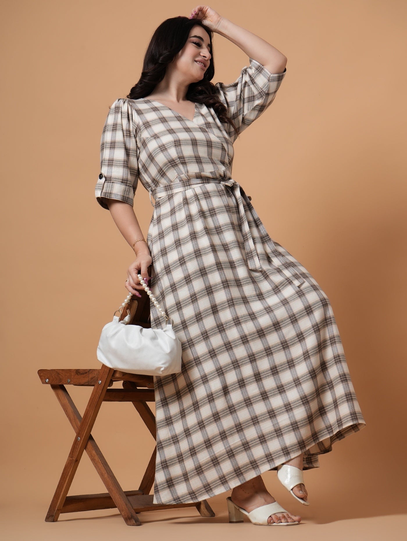 Bloom Check A-Line Dress