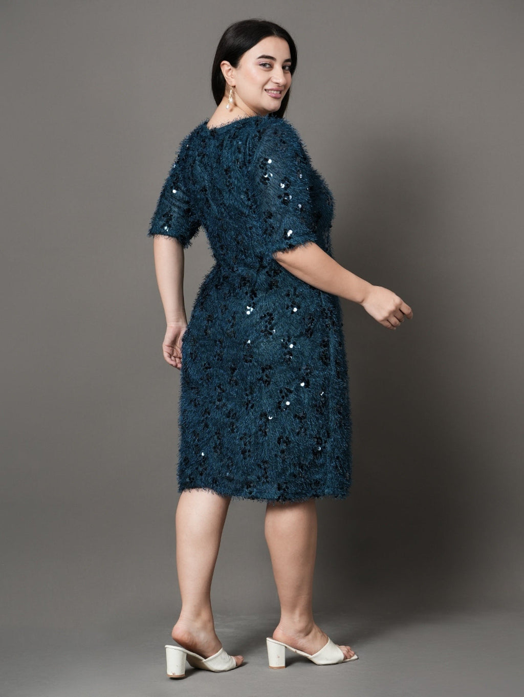 Teal Sheen A-Line Party Dress