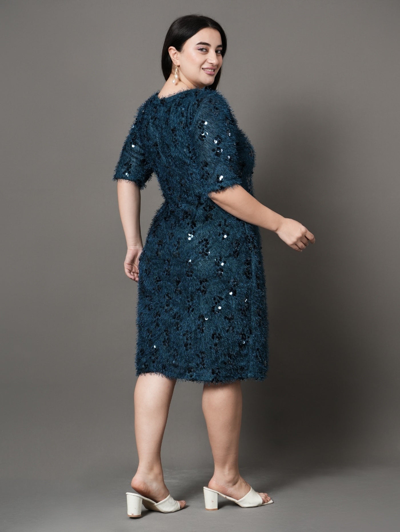 Teal Sheen A-Line Party Dress