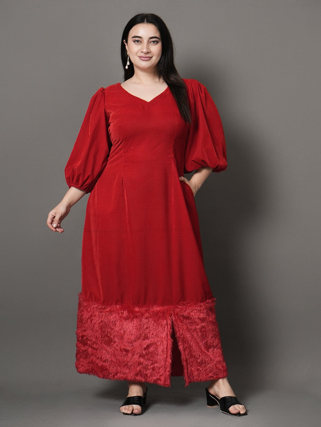 Red Feather Charm party Dress
