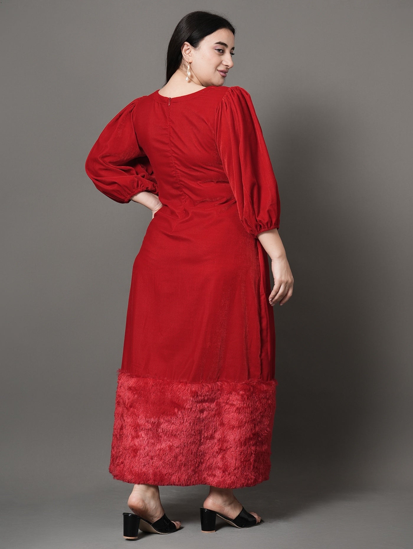 Red Feather Charm party Dress