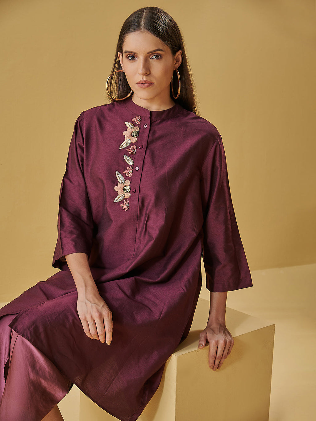 PURPLE ALISHA PLACKET TUNIC