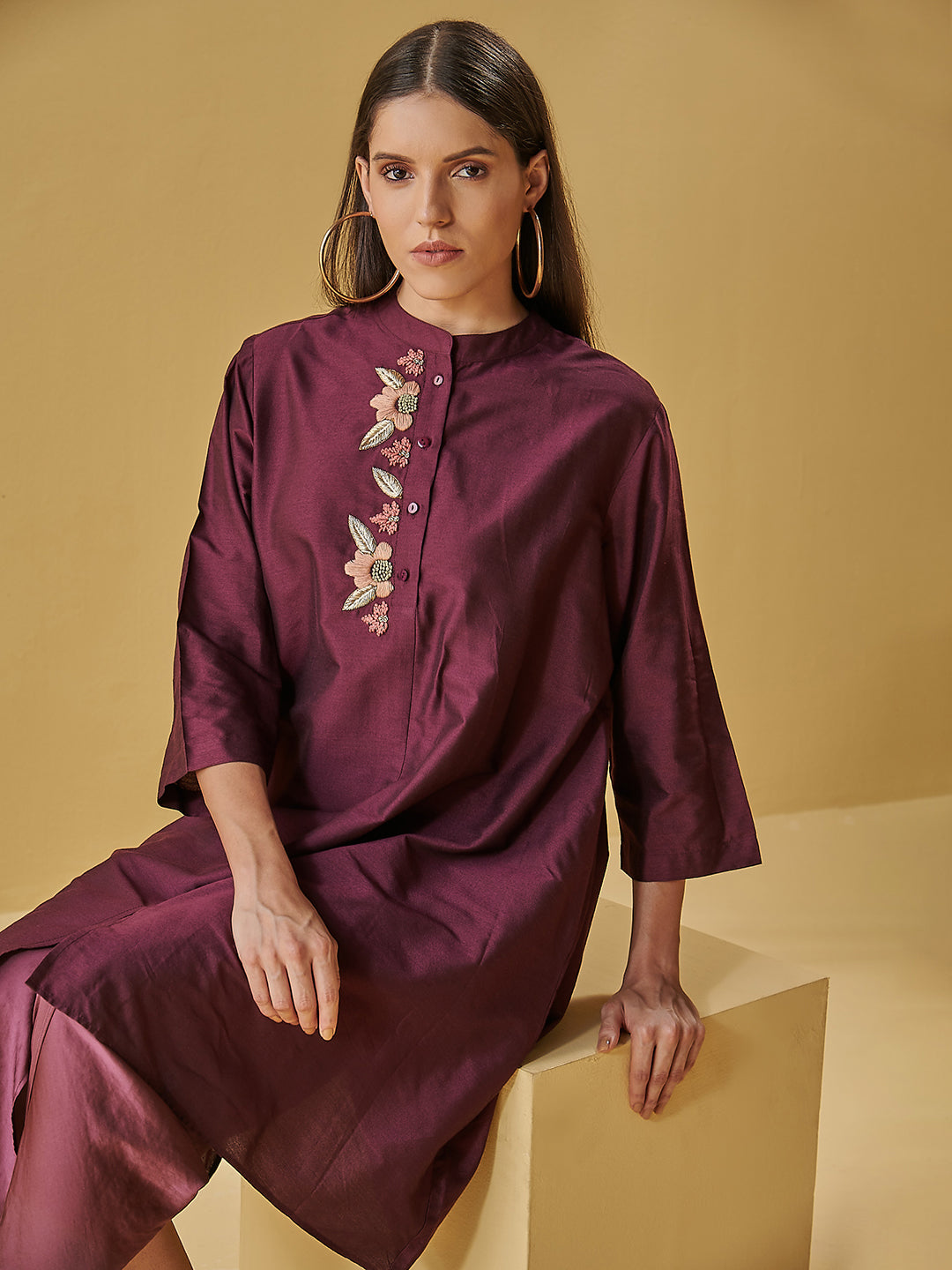 PURPLE ALISHA PLACKET TUNIC