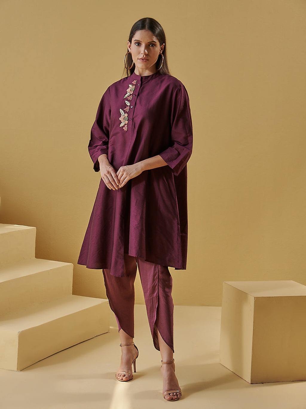 PURPLE ALISHA PLACKET TUNIC