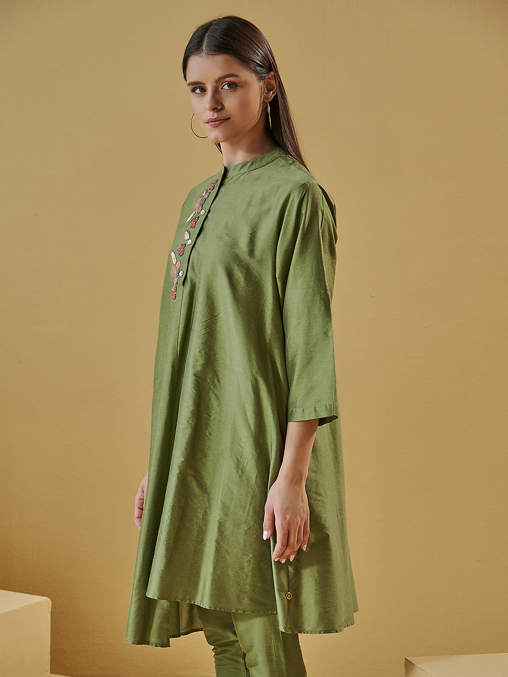 OLIVE GREEN ALISHA PLACKET TUNIC