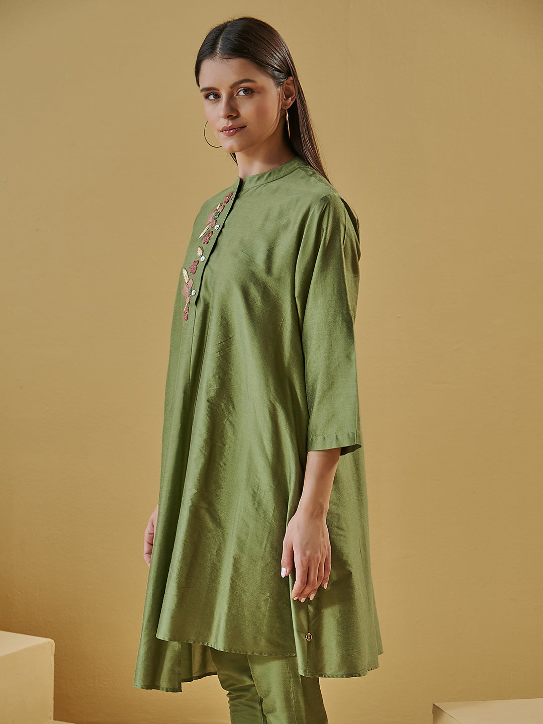 OLIVE GREEN ALISHA PLACKET TUNIC