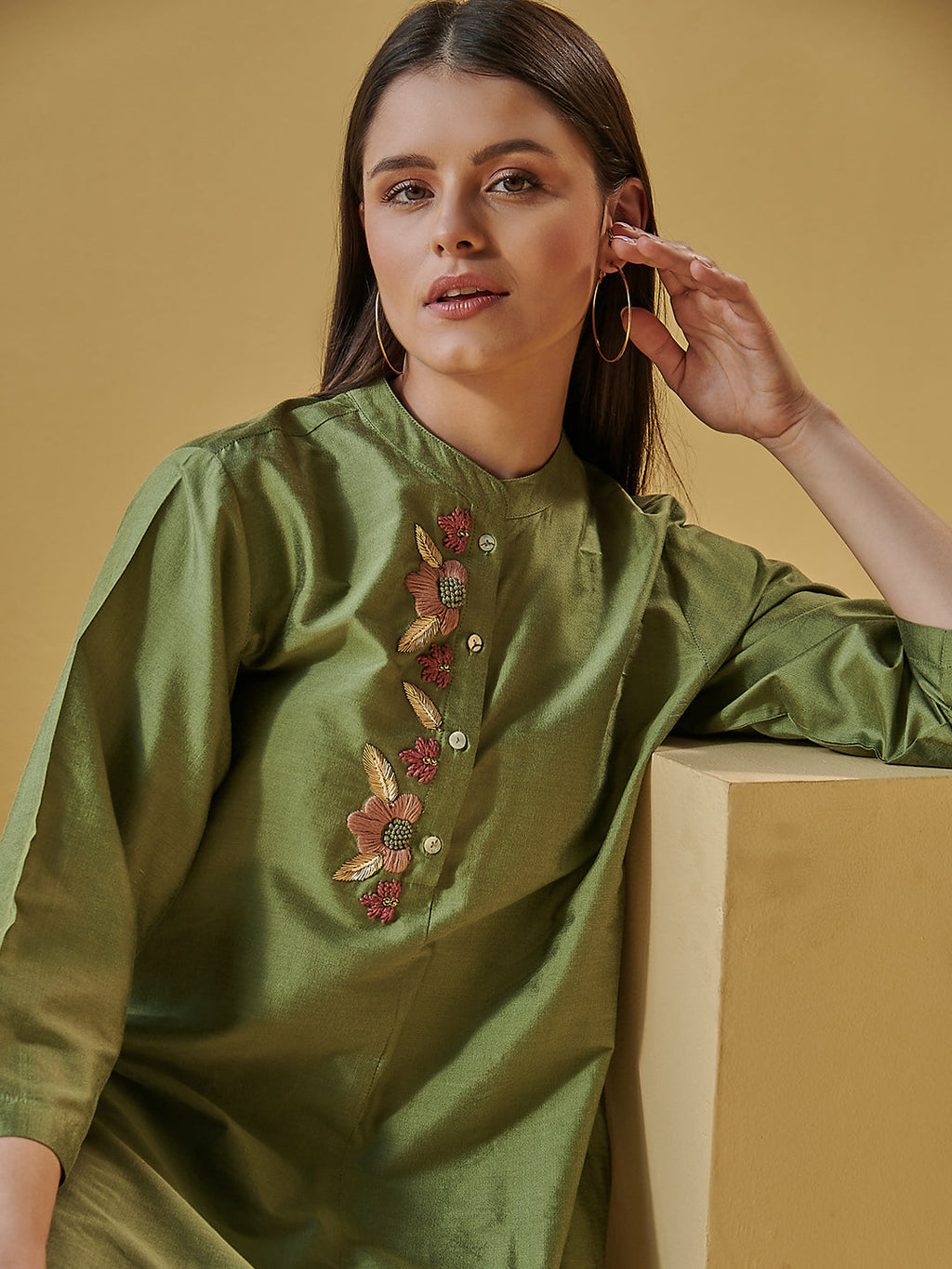 OLIVE GREEN ALISHA PLACKET TUNIC