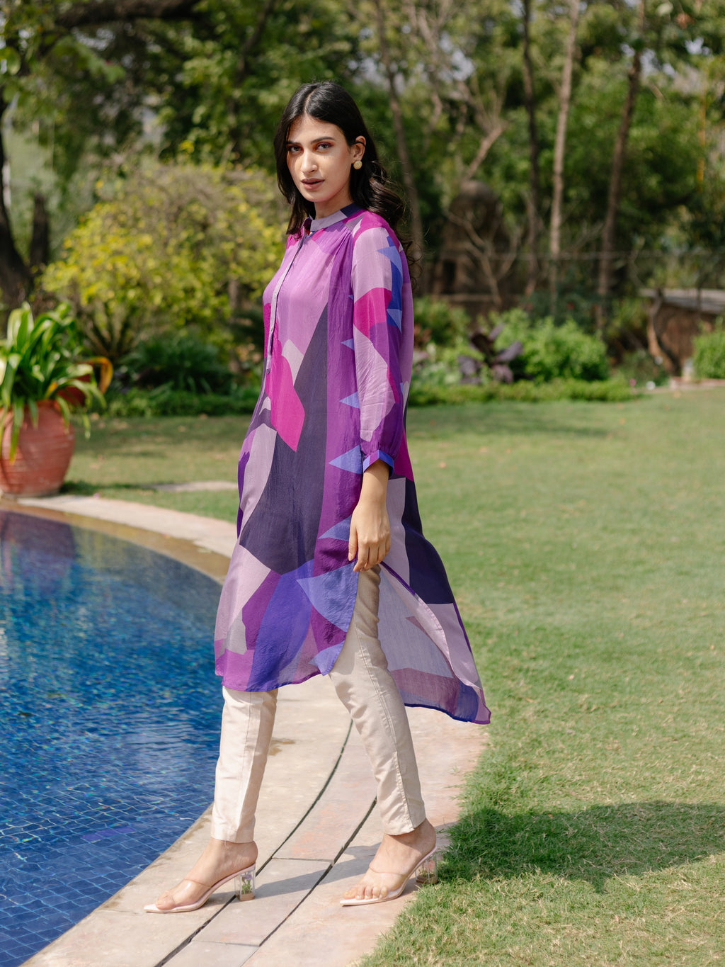 PURPLE SAHARA GATHERED TUNIC