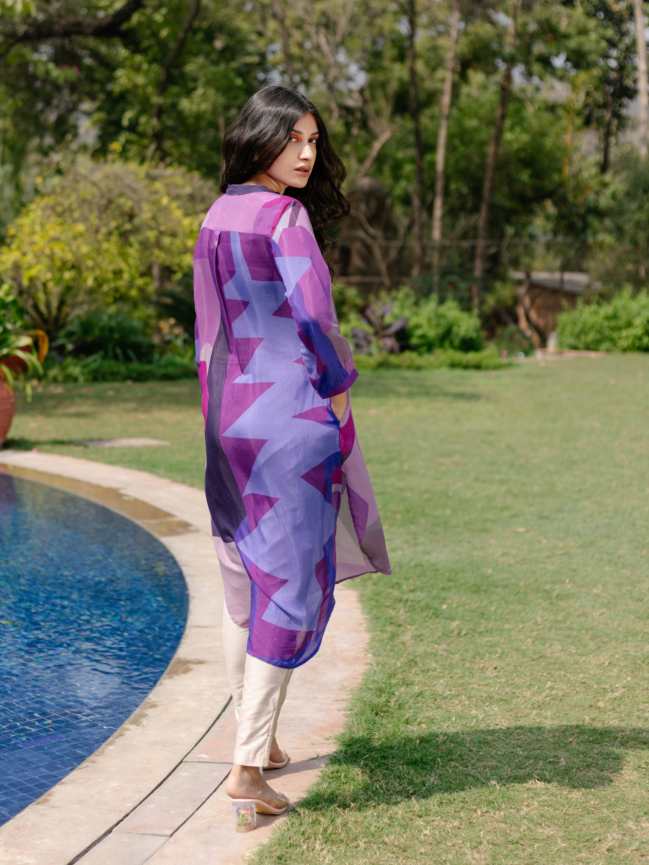 PURPLE SAHARA GATHERED TUNIC