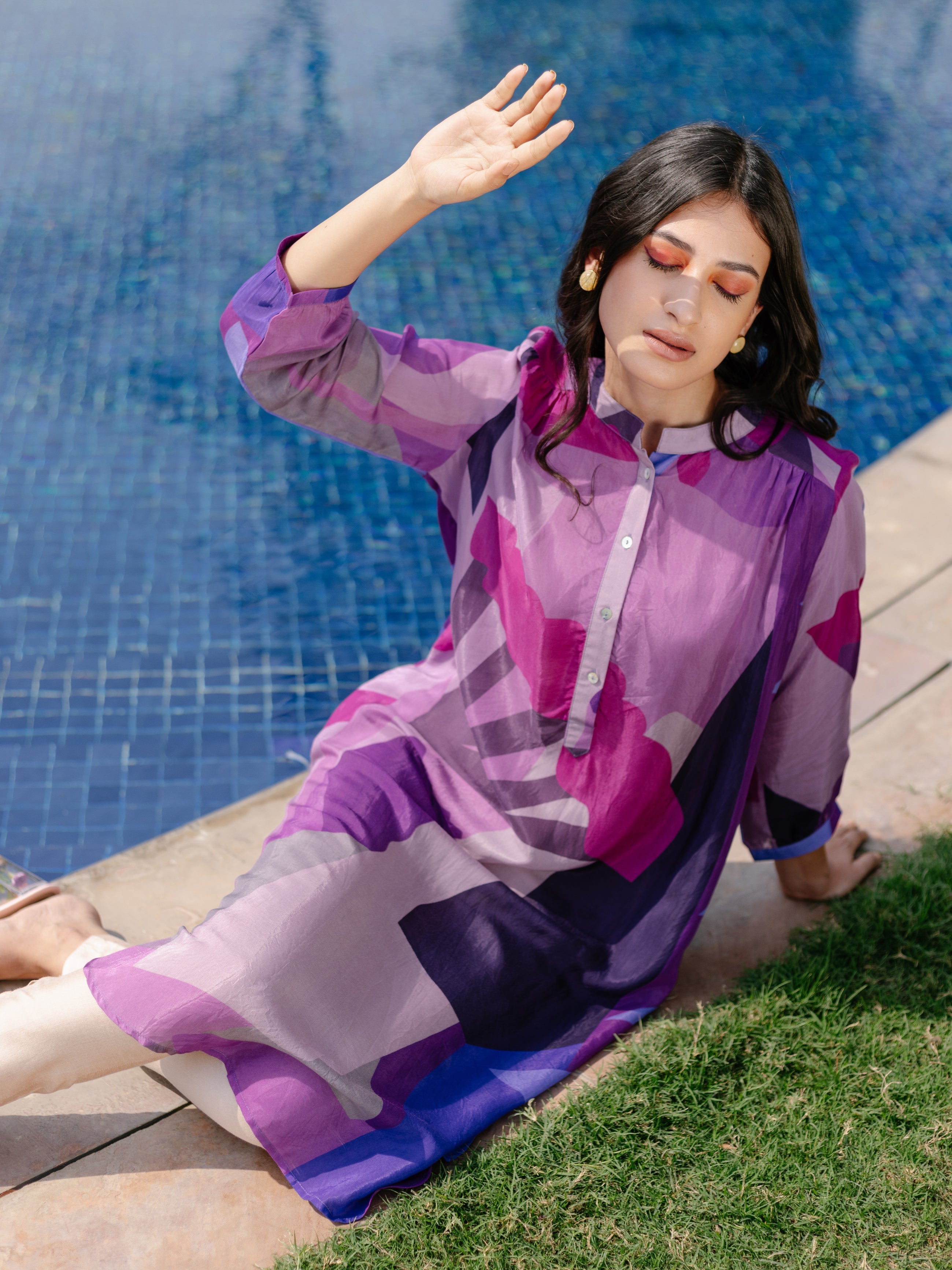 PURPLE SAHARA GATHERED TUNIC