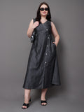 Charcoal Wrap Denim Dress