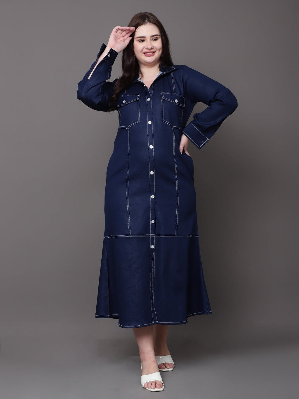 Indigo Denim Shirt Dress