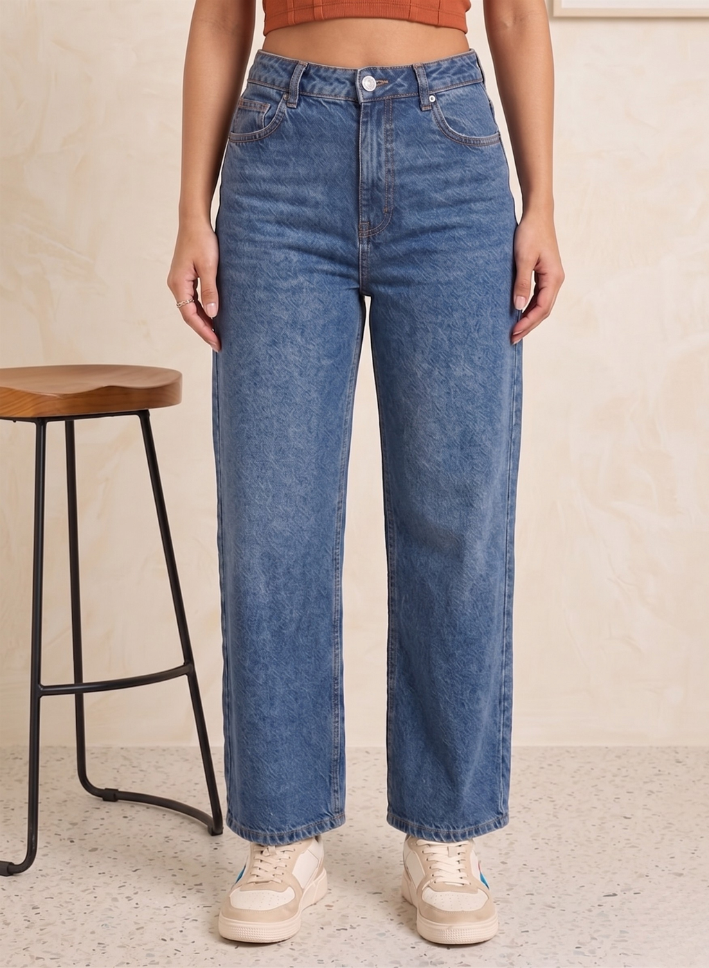 Navy Blue Straight Fit Jeans